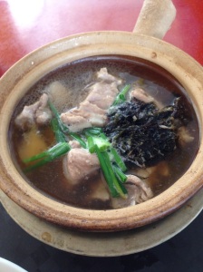 Bak Kut Teh - Singapore  Pork rib soup with garlic and herbs 