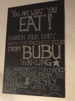Chalkboard at Bubu's Warung in Penestanan, Ubud