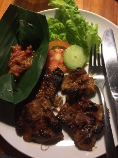 Grilled Pork with salad and sambal at Bubu's Warung in Penestanan, Ubud